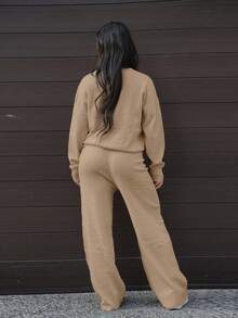 SAYEHFBABY 2pcs/Set Casual Solid Color Knitted Sweater And Pants Set, Autumn/Winter