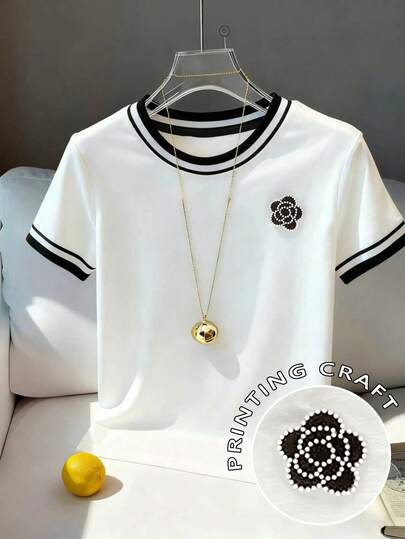 Resyla 女士数码定位印花修身短袖T恤