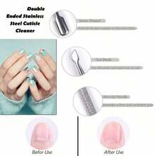 1/3/5PCS Cuticle Pusher Remover And Cutter, Double Head Stainless Steel Cuticle Cleaner Nail Polish Remover,Nail Supplies,Nail Tools,Nail Art Tools,Back To School,Nails,Nail Tools For Press On Nails - Silver - View 4
