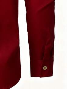 Manfinity Mode Herren Lässig vielseitig einsetzbare Pendler Einfarbiges Langarmhemd - Bordeaux - Übersicht 3