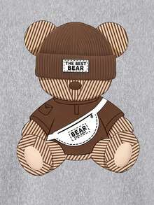 EMERY ROSE Áo nỉ dài tay họa tiết hoạt hình dáng rộng rãi, thoải mái khi đi làm hàng ngày, thu/đông dành cho nữ - Xám - Xem 4