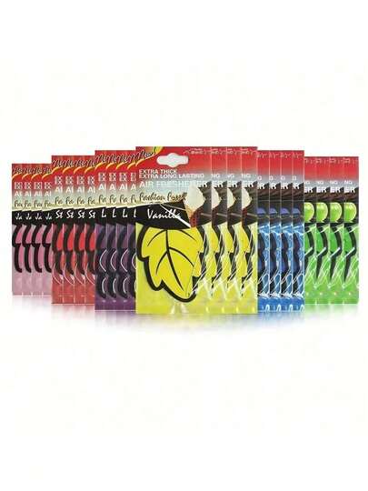 12pcs (Random Scent) Car Air Freshener Natural Scented Tea Paper Auto Hanging Vanilla Perfume Fragrance Leaf Shape Car Accessories Interior