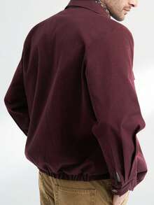Manfinity Dauomo Men's Casual Solid Color Zip-Up Collar Jacket - Red Violet - View 4
