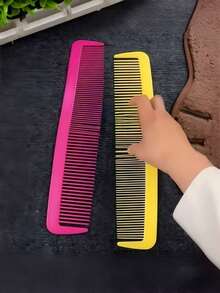 Zazumi 1把巨型宽齿梳 - 超大号塑料宽齿发刷，适用于浓密头发、脏辫和辫子 - 趣味新奇发型梳，适合女性，也可作为万圣节服装配饰或礼物（玫瑰红/黄色） - 彩色 - 查看 10