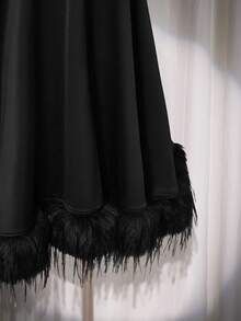 SHEIN ICON Váy ngắn satin chắp vá cỡ lớn cho nữ, dự tiệc - màu đen - Xem 8