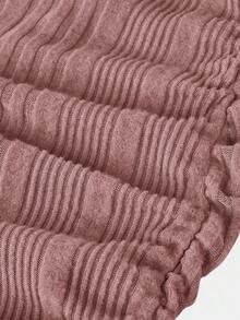 Firerie Kids Firerie Kids 少女罗纹针织高领宽松腰部修身臀部褶皱连衣裙，休闲优雅复古百搭叠穿长袖短款连衣裙，适合圣诞派对、冬季穿着 - 粉色 - 查看 2