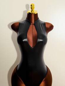 Jeanoix 女士性感镂空前连体衣 - 黑色 - 查看 4