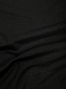 Manfinity 男士休闲撞色条纹圆领T恤 - 黑色 - 查看 5