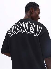 SUMWON Men's Regular Fit Short Sleeve Crew Neck T-Shirt With Large Back Graphic Print Summer Casual Tee Top - Black - View 1
