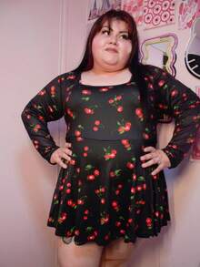 Enliva 大码女式樱桃印花连体裤 - 彩色 - 查看 4