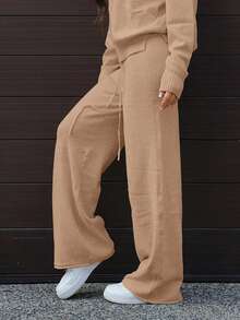 SAYEHFBABY 2pcs/Set Casual Solid Color Knitted Sweater And Pants Set, Autumn/Winter