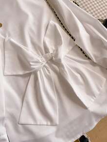 SHEIN Elegant Solid Color Casual Outdoor Shirt For Tween Girls - White - View 3