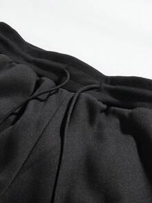 Manfinity ZONE917 Men's Solid Color Loose Elastic Waist Drawstring Pocket Sweatpants - Black - View 5