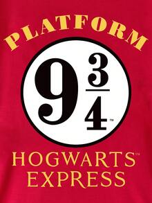 HARRY POTTER X SHEIN 女士休闲宽松圆领短袖 T 恤，适合夏季 - 紅色 - 查看 6