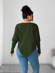 Elenzga Sweater Longgar Lengan Panjang Kasual Wanita Ukuran Besar, Atasan Pullover Ukuran Besar yang Menawan untuk Musim Gugur/Dingin - Hijau Tentara - View 2