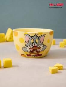 TOM & JERRY X Joivida 1 pezzo Ciotola in ceramica X Joivida, giallo brillante con motivo Together, ciotola decorativa per frutta per casa, cucina, sala da pranzo, soggiorno, ottima per spuntino, caramelle, dessert, insalata, conservazione, piatto per torta, un regalo divertente per matrimonio, banchetto, compleanno - Giallo - Visualizzare 5