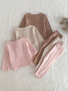 Set de 6 piezas de ropa informal y cómoda de manga larga para bebé niño - Multicolor - Ver 2