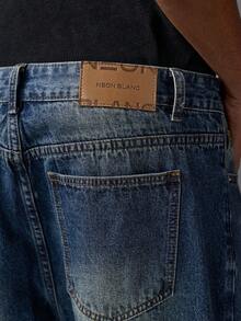 NEON BLANC Jeans de pierna ancha casuales de uso diario y para ir al trabajo con bolsillo con botón para hombres - Azul - Ver 3