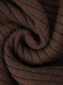 GlowEve Áo len nữ lệch vai màu nâu cà phê thiết kế bất đối xứng viền tương phản - Cà phê nâu - Xem 6