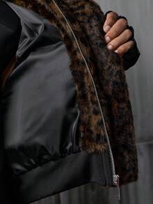 NEON BLANC Men's Leopard Print Long Sleeve Loose Fit Baseball Collar Jacket - Brown - View 8