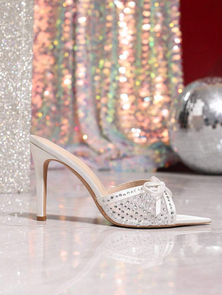 CUCCOO HITCHD Women's Pointed Toe Bow Decor Party Occasion Fashion High Heel Sandals