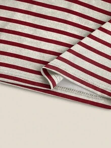 INAWLY Women's Casual Striped Long Sleeve Top, Autumn - Burgundy - View 5