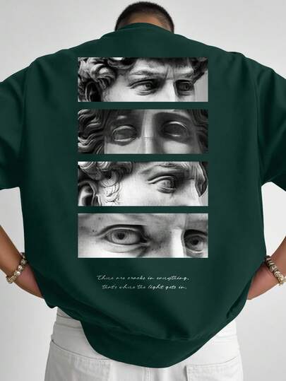 Manfinity EMRG 男士加大码大卫图案印花宽松圆领短袖休闲T恤