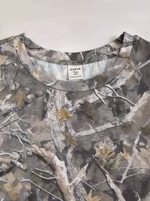 SHEIN Áo thun tay ngắn cổ tròn in họa tiết lá khô thoải mái, dễ mặc hàng ngày, đa năng, dành cho bé trai tuổi teen - Nhiều màu - Xem 3