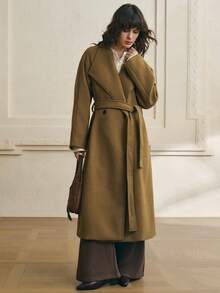 INAWLY Abrigo casual de lana de manga raglán de unicolor para mujer, otoño/invierno - Verde Oliva - Ver 5