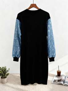 Women Sweater Dresses - Black - View 2