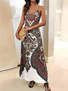 SHEIN Clasi Tropical Flower Print Spaghetti Strap Sexy Women Dress - Multicolor - View 3