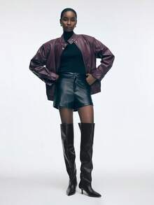 Mnmlis Damskie czarne zamszowe kozaki za kolano z noskiem w szpic, na wysokim obcasie, modne na jesień/zimę - Czarne - Zobacz 2