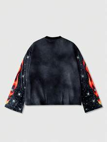 ROMWE MEN Men's Digital Eye & Diamond Print T-Shirt - Black - View 2