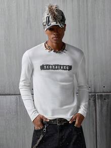 NEON BLANC Casual Comfortable Versatile Loose Fit Crew Neck Long Sleeve T-Shirt For Men - White - View 2