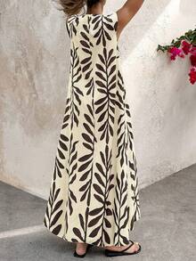 SHEIN Elenzya Women's Retro Patterned Extra Long Dressfall Clothes Fall Clothes - Multicolor - View 2