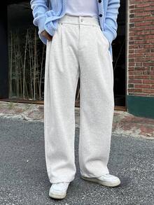 DAZY 男士宽松保暖运动裤，侧边褶裥设计，浅灰色，秋冬款 - 灰色 - 查看 8