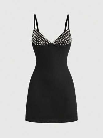 Grunge Punk Vestido mini sexy de mujer de estilo punk oscuro con remaches y patchwork para Halloween