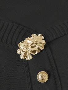 GlowEve 女士蓝色毛衣，新款秋冬金属纽扣不对称开襟羊毛衫，百搭通勤风格