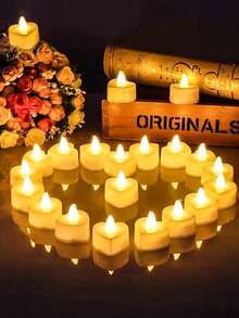 Teckwe 6支心形LED无焰电子蜡烛，营造浪漫氛围，暖光，节日装饰，桌面摆件，浪漫夜晚，婚礼餐桌装饰，生日派对 - 白色 - 查看 3