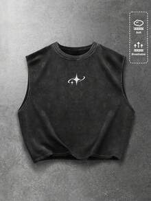 ROMWE MEN 男士圆领星形印花休闲日常通勤上衣 - 黑色 - 查看 1