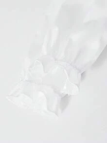 SHEIN Sparklyn 少女格子领拼接开衫，泡泡袖，搭配松紧腰百褶裙，春秋季学院风穿搭 - 彩色 - 查看 5