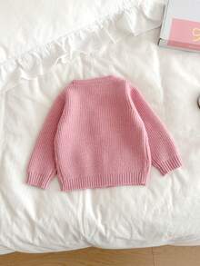 Áo khoác cardigan màu hồng thêu nơ dễ thương cho bé gái, thích hợp mặc hàng ngày. - Bụi hồng - Xem 2