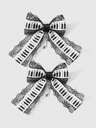 ROMWE Kawaii 2pcs Minimalist Versatile Vintage Chic High-Quality Black & White Musical Note & Bowknot Pendant DIY Hair Clip, Side Clip Combo Set, Suitable For Women, Girls, Daily Wear, Holiday Gift