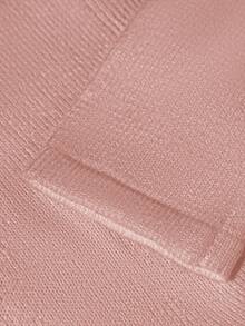 GlowEve Women's Stylish Waist Cinched Ruffle Hem Short Cardigan, Unique Metal Button Decor, Chic White Sweater - Dusty Pink - View 3