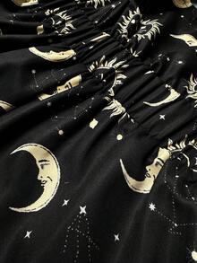 Sunspun Große Größen Lässig Minimalistischer Jumpsuit mit Sonnendruck - Schwarz - Übersicht 6