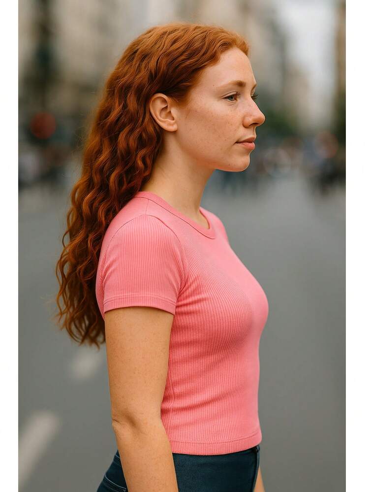 Camiseta - Playera - Blusa - Para Dama de cuello redondo - 1 Pieza - Licra Manga Corta para mujer- Suave - Elástica - Cómoda - Ligera - en Varios Colores - Rosa - Añade 4