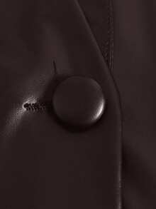 SHEIN Clasi Plus Size Women Minimalist Cinched Waist Mid-Length Jacket, Suitable For Commuting, Autumn/Winter - Brown - View 5