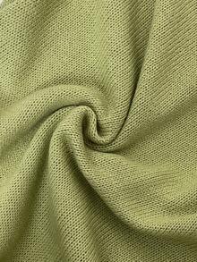 Aloruh 芥末绿不对称肩部长袖针织修身迷你连衣裙 - 綠色 - 查看 8