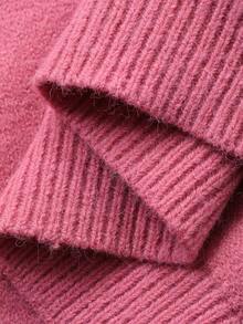 Vivie Lora 女士宽松简约开衫毛衣，玫瑰粉色 - 粉色 - 查看 3