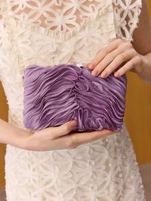 MOTF PREMIUM 女士优雅手拿包，晚宴包，立体网状纹理材质，适合约会派对、情人节等场合 - 紫色 - 查看 1